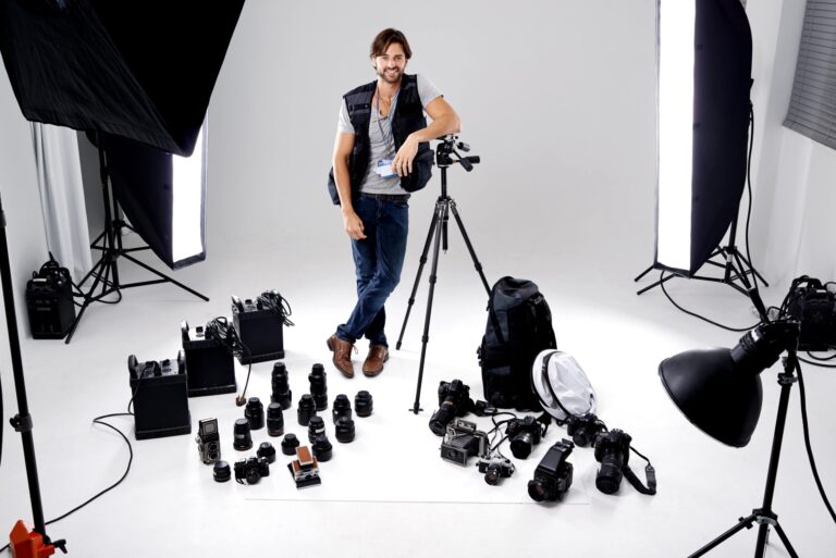 the professional photographer in his studio
